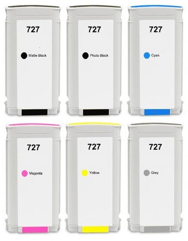 Compatible HP 727 Full Set of 6 Ink Cartridges High Capacity